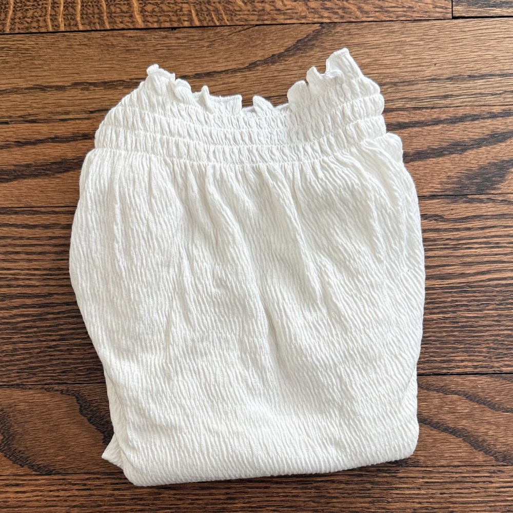 LC Lauren Conrad Cream Smocked Tank Top